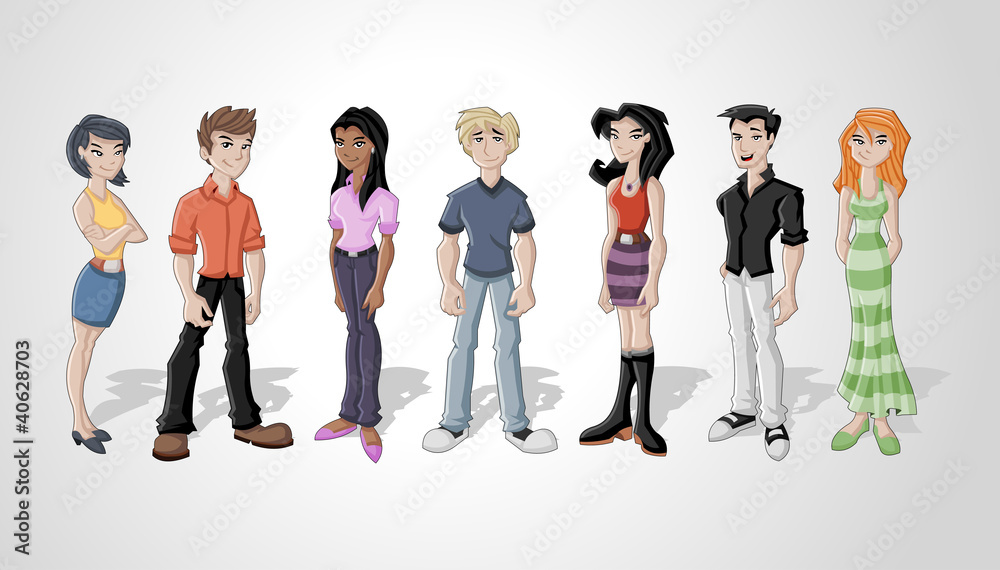 Group cartoon people. Teenagers. Group cartoon people. Teenagers.