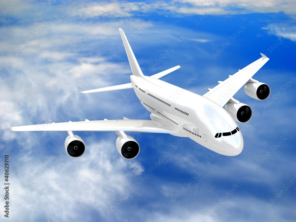 Obraz premium 3d Jet airliner in the sky 