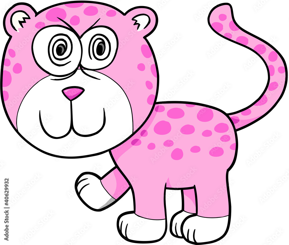 Fototapeta premium Crazy Insane Leopard Vector Illustration Cartoon Art