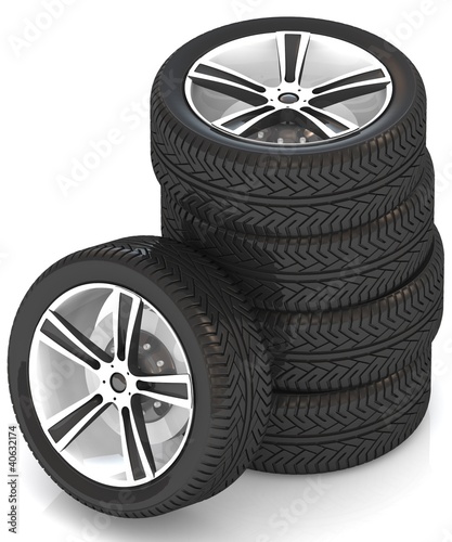 New car wheels isolated on the white background