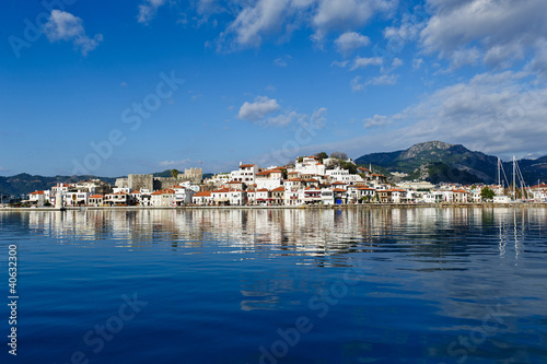 Marmaris city and fortress view from sea photo