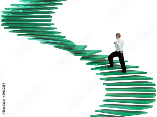 3d human on career stairs