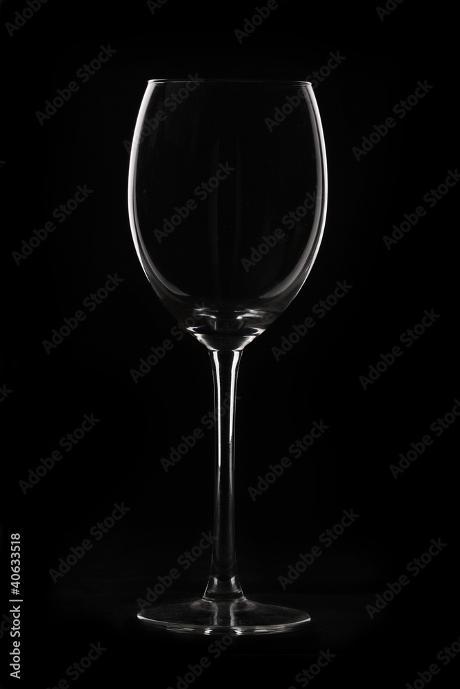 Empty glass for wine isolated on black