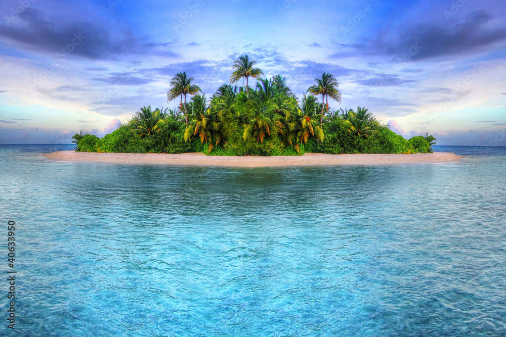 Tropical island of Maldives - obrazy, fototapety, plakaty 