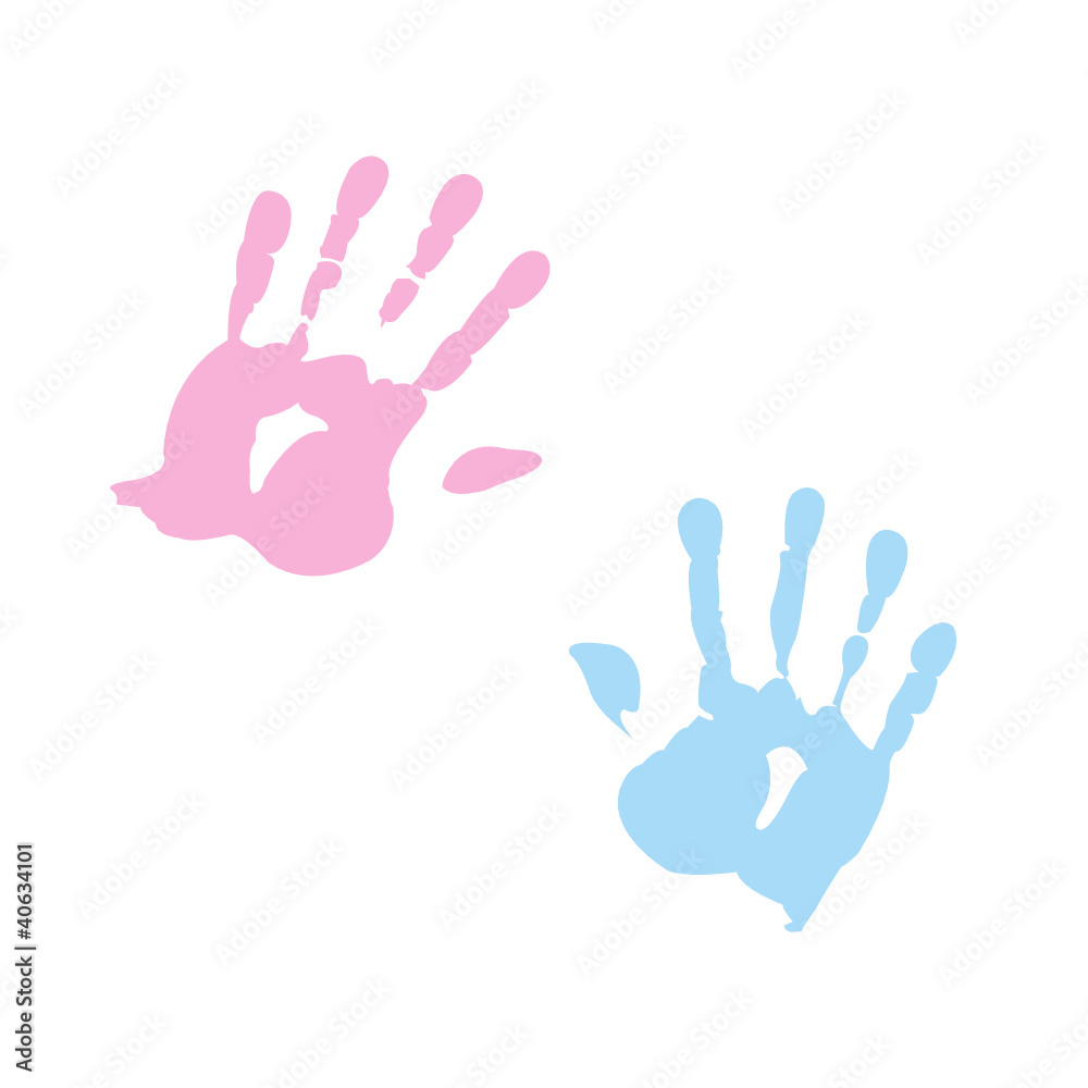 handprint of girl and boy handprint of girl and boy