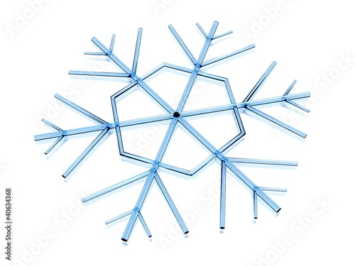 Icy snowflake on white background