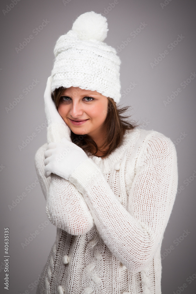 Young attractive woman dressed in winter clothes Young attractive woman dressed in winter clothes