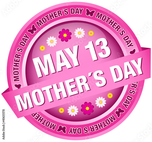 Button Banner Flowers "May 13 Mother´s Day" pink
