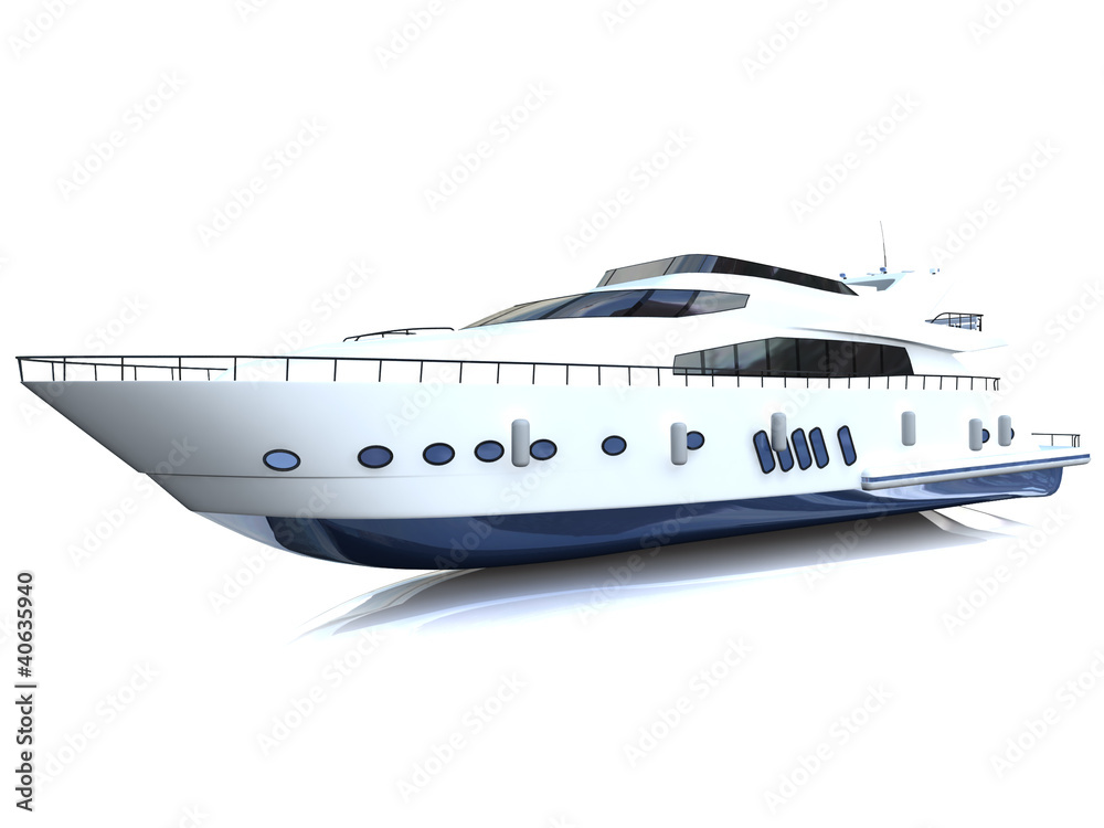 White luxury yacht isolated on a white background