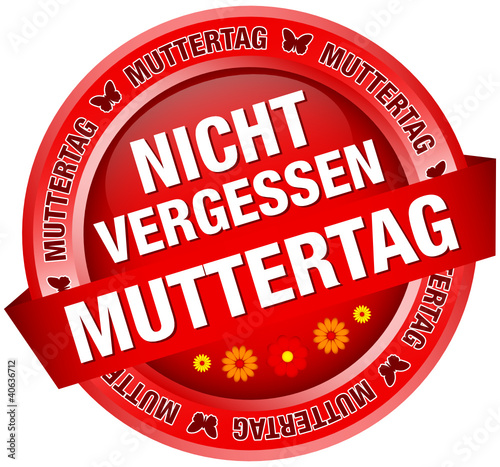 Button Banner Blumen "Nicht vergessen Muttertag" rot