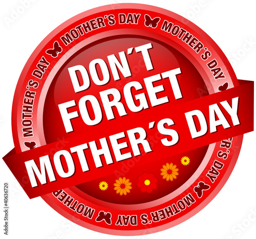 Button Banner Flowers "Don´t Forget Mother´s Day" Red