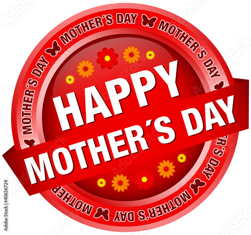 Button Banner Flowers "Happy Mother´s Day" Red