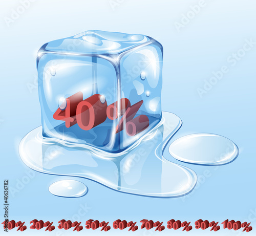 Ice cube and water