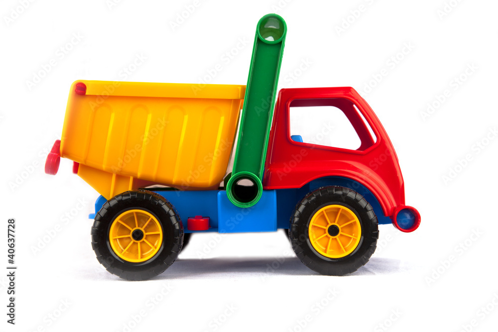 Colorful truck toy isolated on white background Colorful truck toy isolated on white background
