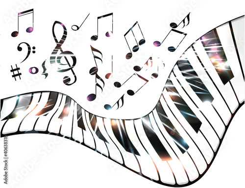 Piano and music notes