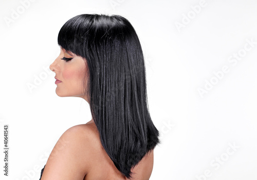 Beautiful Woman with Straight Long Hair Style, Salon