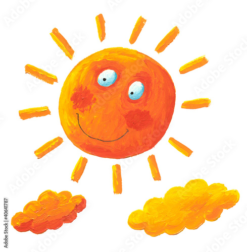 Yellow sun and yellow clouds