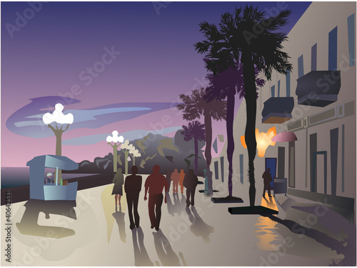vector image of Tel Aviv's promenade
