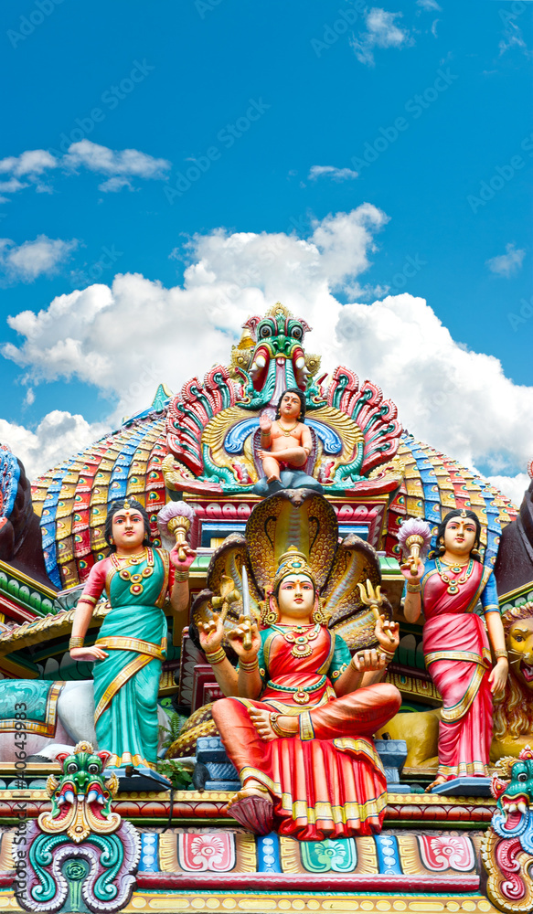 hindu temple in Singapore over beautiful blue sky hindu temple in Singapore over beautiful blue sky