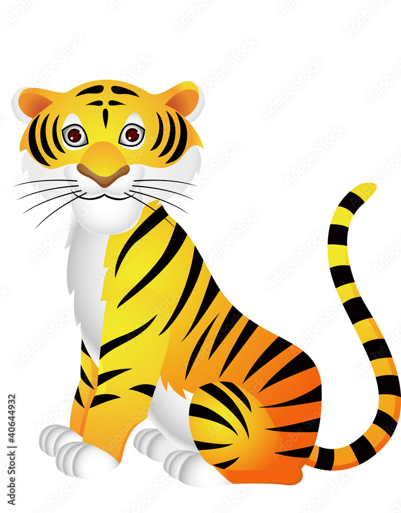 Tiger cartoon sitting Stock Vector | Adobe Stock