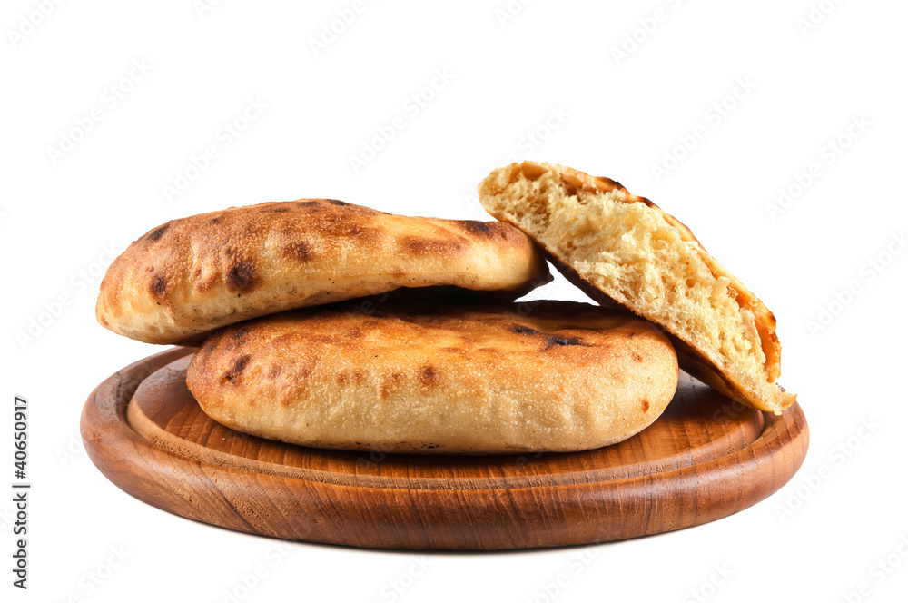 bread isolated on the wood board