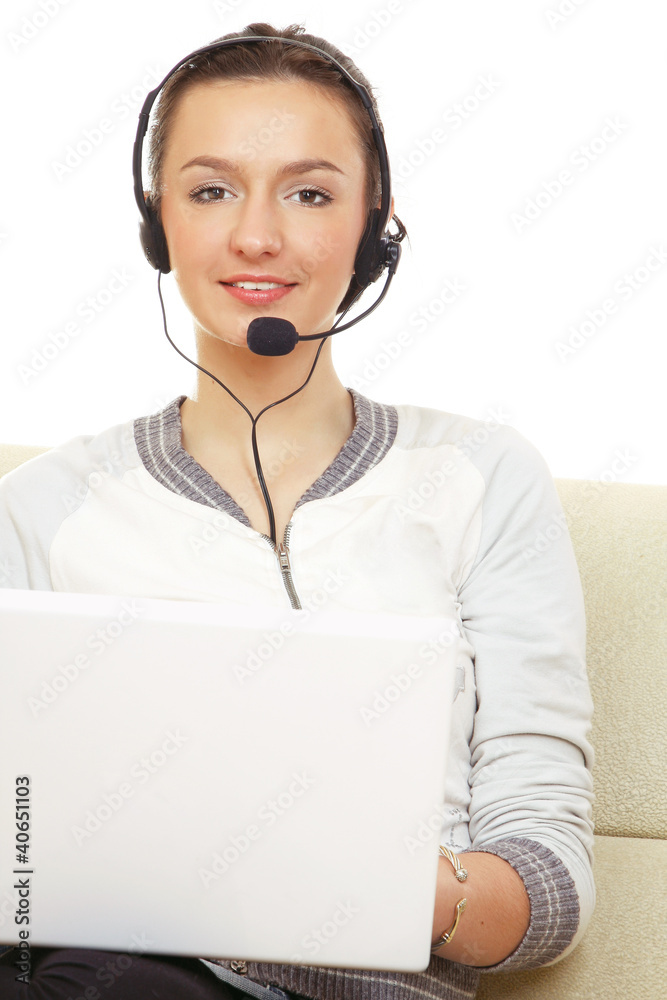 Portrait of young woman wearing headset Portrait of young woman wearing headset