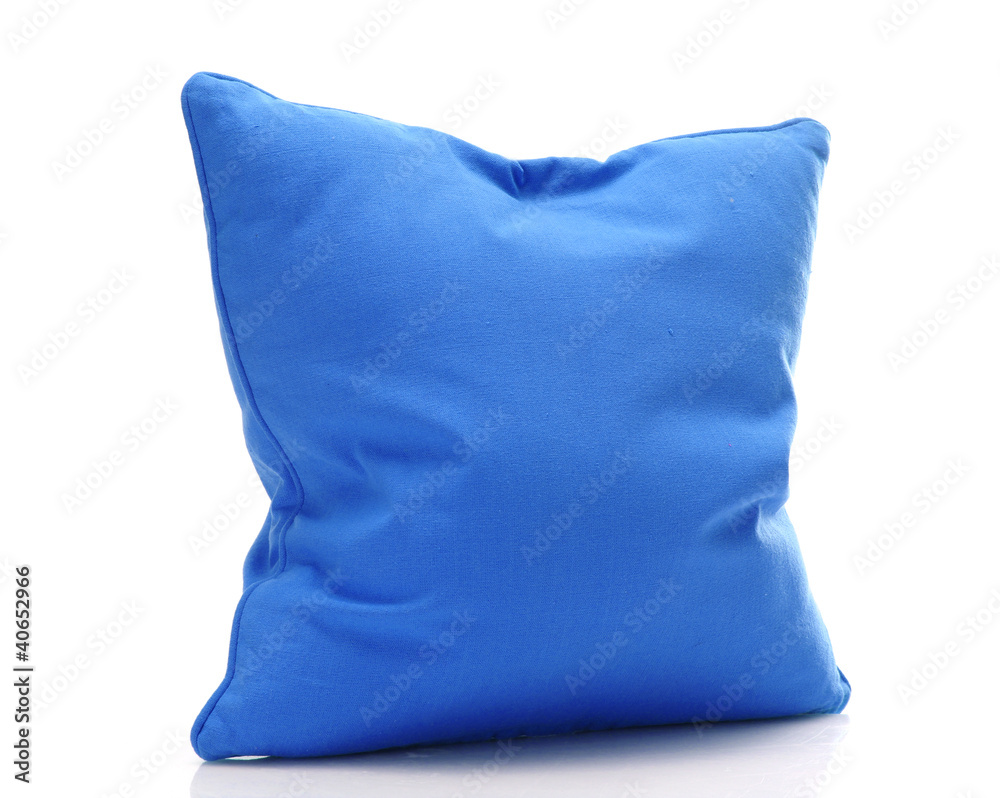 bright blue pillow isolated on white