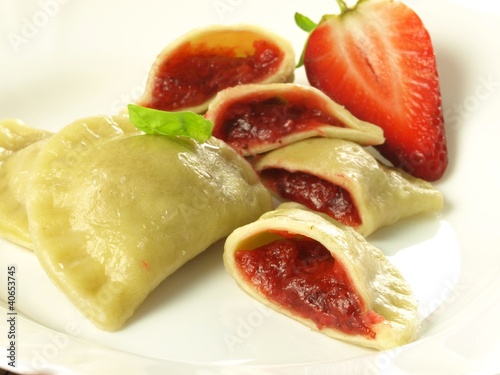 Dumplings with strawberry filling