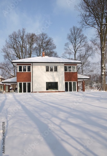 Snowy modern house