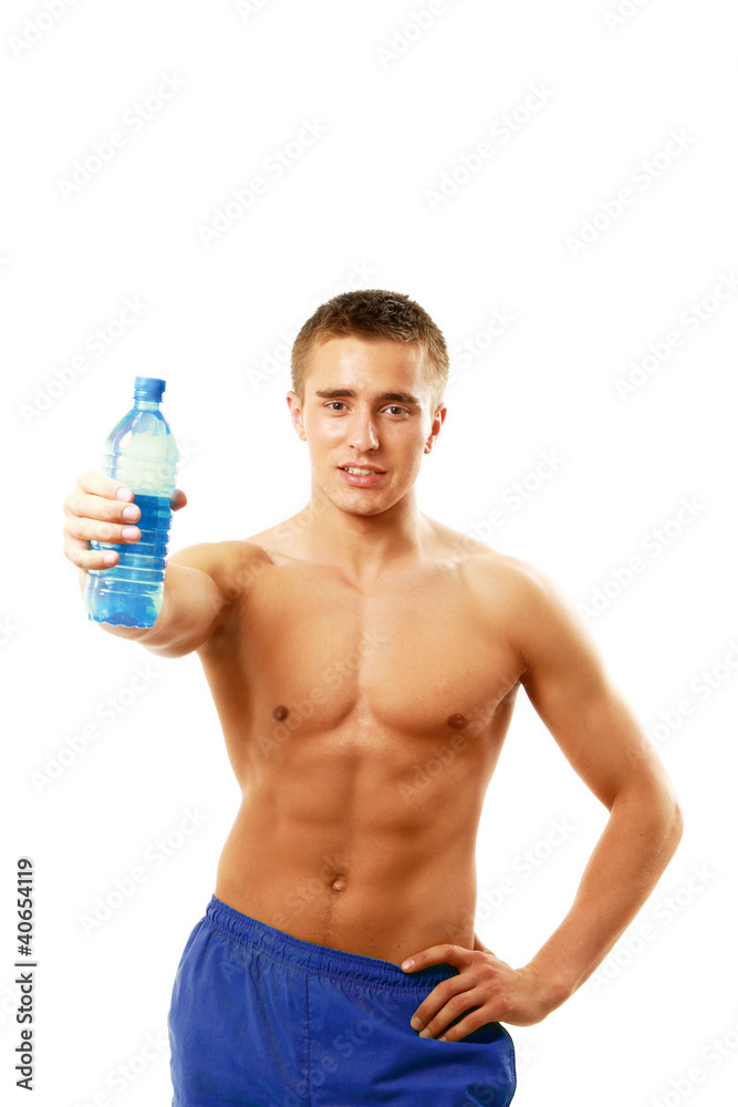 Man drinking water after workout in the gym Man drinking water after workout in the gym