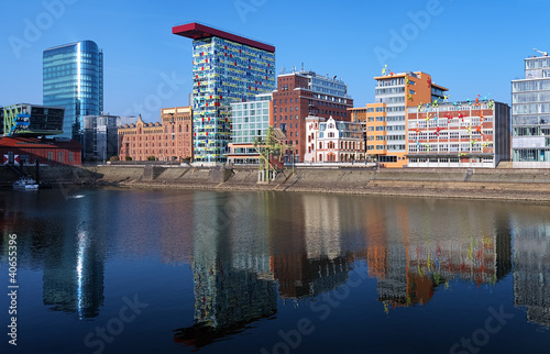 Media Harbour of Dusseldorf with buildings in modern style