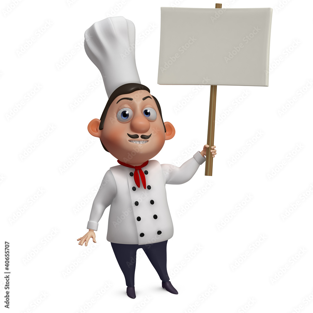 cartoon chef holding a empty placard cartoon chef holding a empty placard