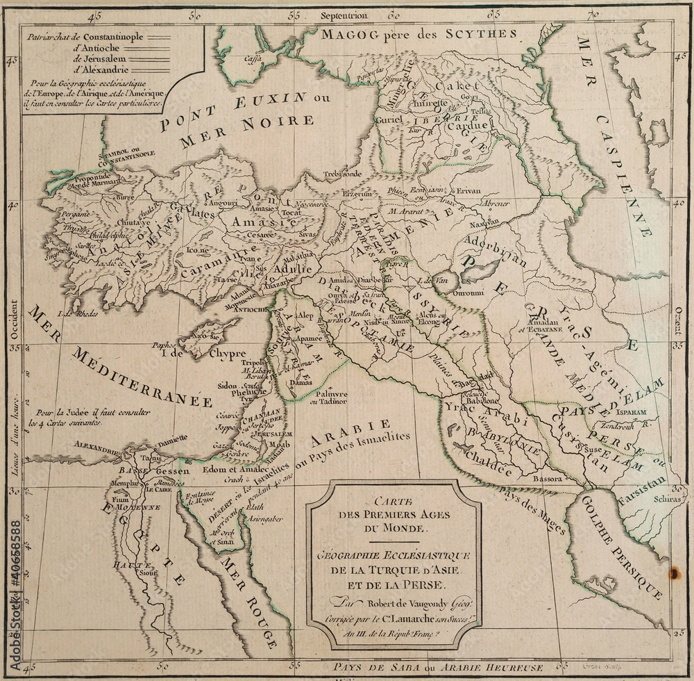 Antique map of ecclesiastical Turkey and Persia