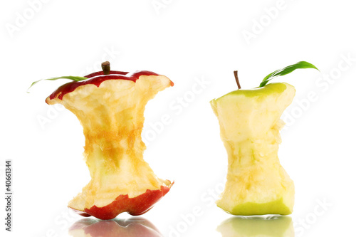 Two bitten apples isolated on white
