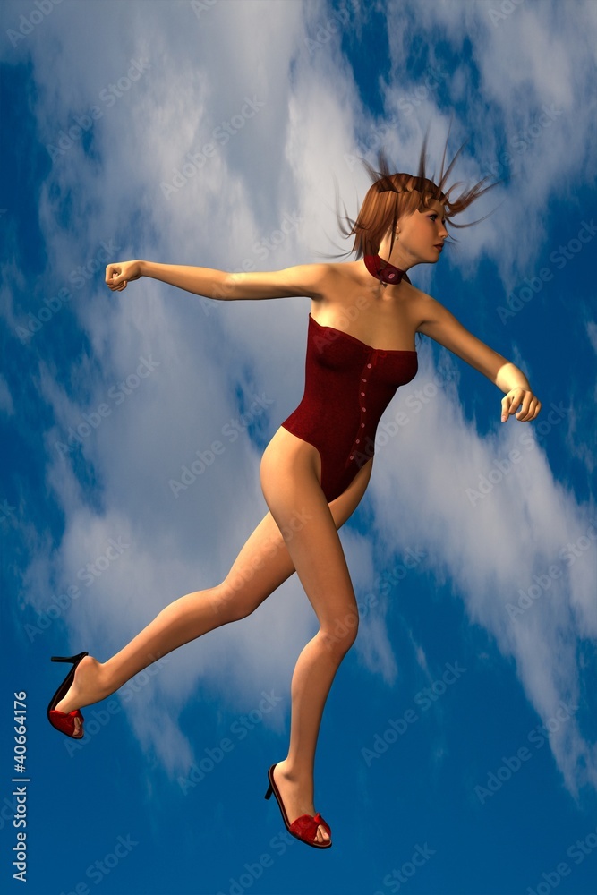 woman on sky background
