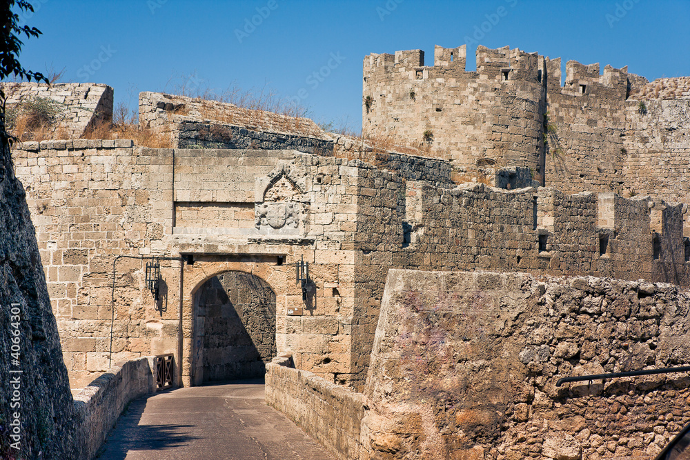 Ancient city walls of  Rhodes Island