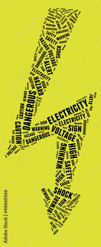 Obraz premium High voltage sign. Text illustration on yellow. Danger concept