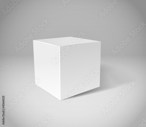 White plaster cube on grey scene