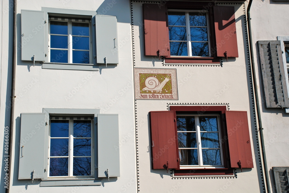 Obraz premium Typical Basel House on the Rhine