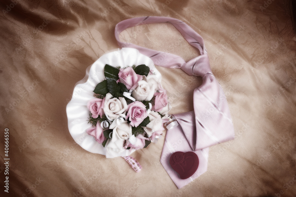 Wedding accessories on drapery Wedding accessories on drapery