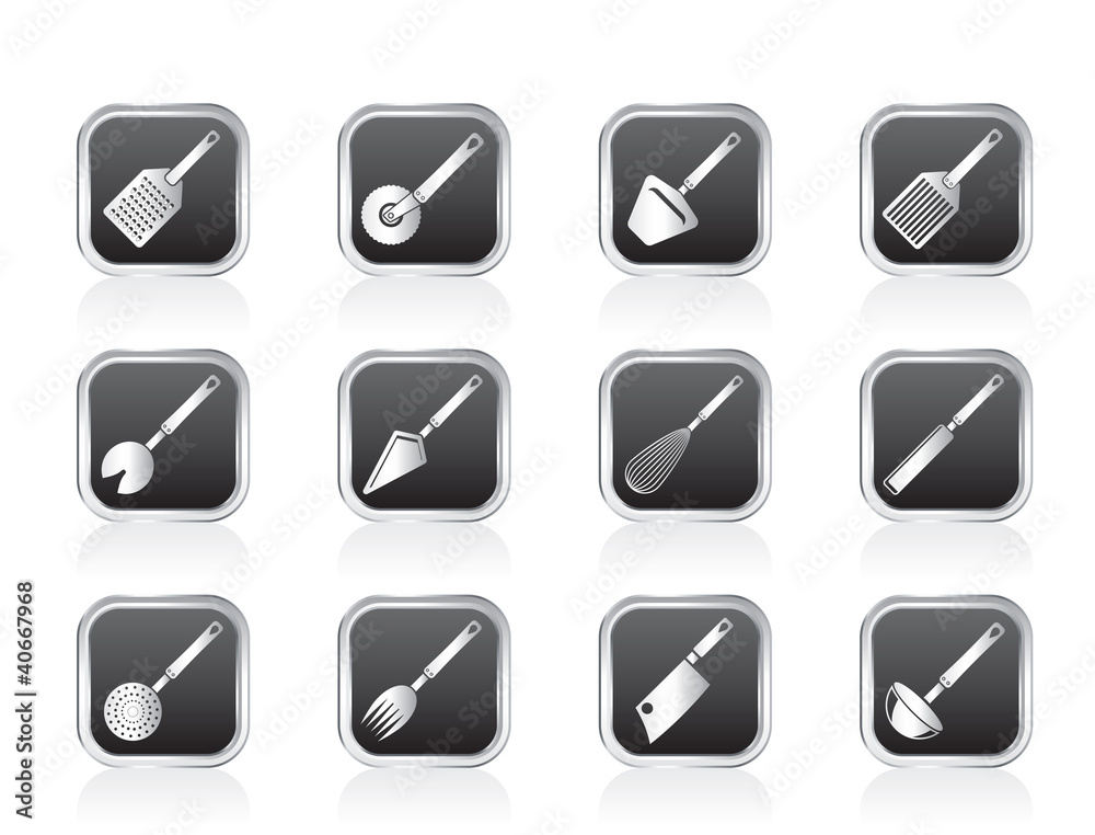 different kind of kitchen accessories and equipment icons different kind of kitchen accessories and equipment icons