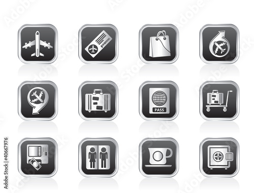airport, travel and transportation icons 1 - vector icon set
