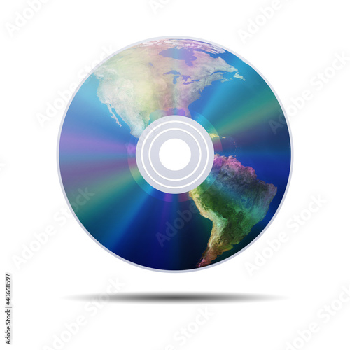 Icono CD 3d con planeta tierra photo