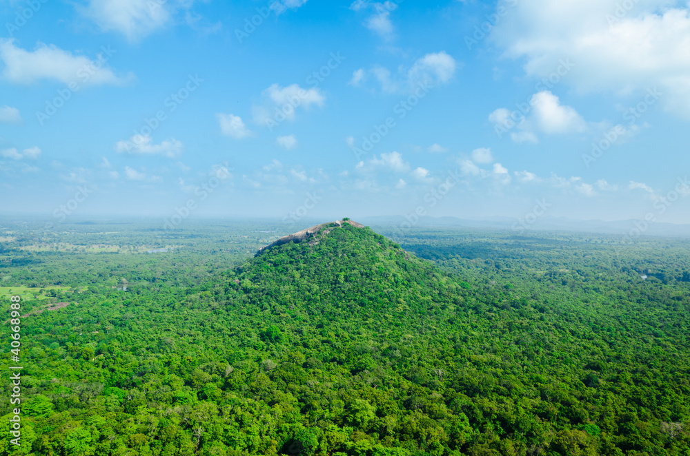 view from  mount Sigiriya  into mountain in the shape of the fem