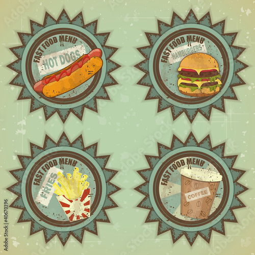 vintage fast food menu - grunge labels