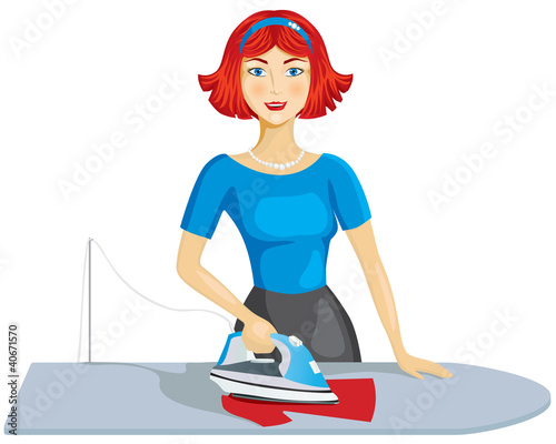 Woman ironing clothes