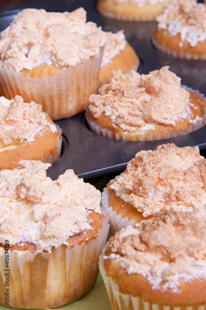 Collection of Delisious Cupcakes with Meringue filling in a Pan Collection of Delisious Cupcakes with Meringue filling in a Pan