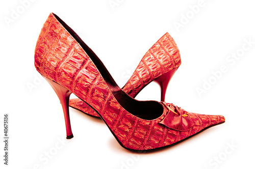 Red female shoes in fashion concept