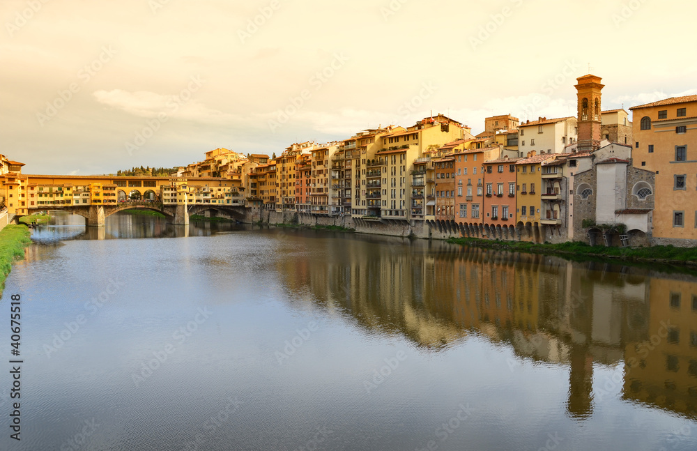 Ponte Vecchio bridge across Arno river in Florence, Italy