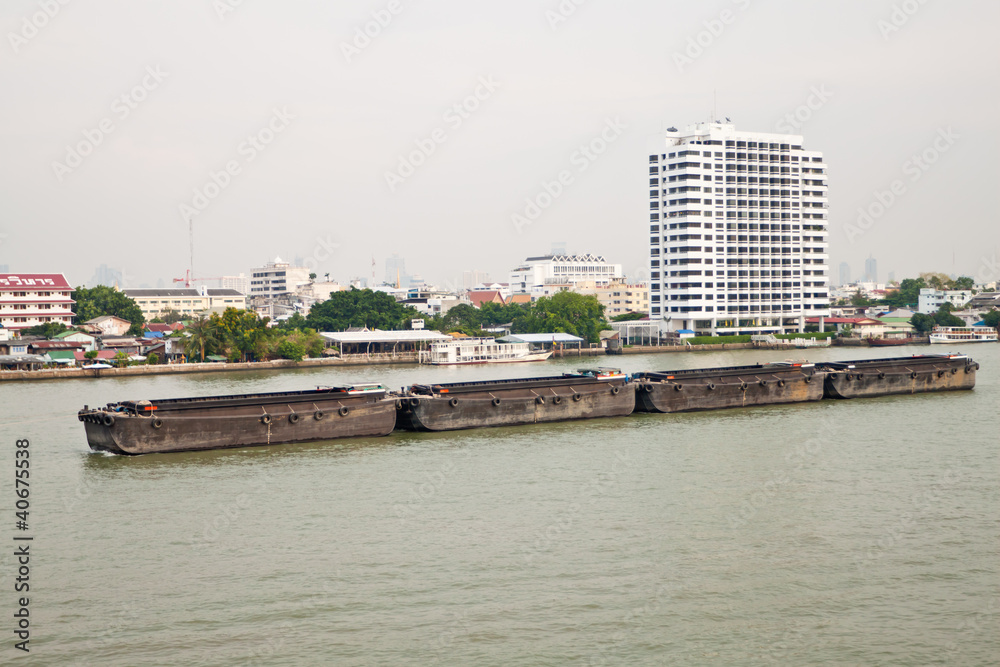Cargo ship  Chao Phraya River in Bangkok.